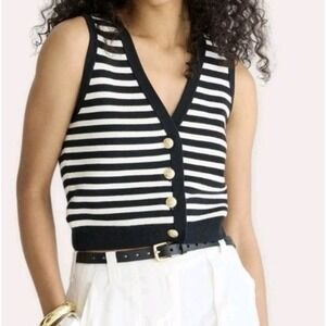 J.Crew Emilie Sweater-Vest Striped Black Size XS NWT  $87